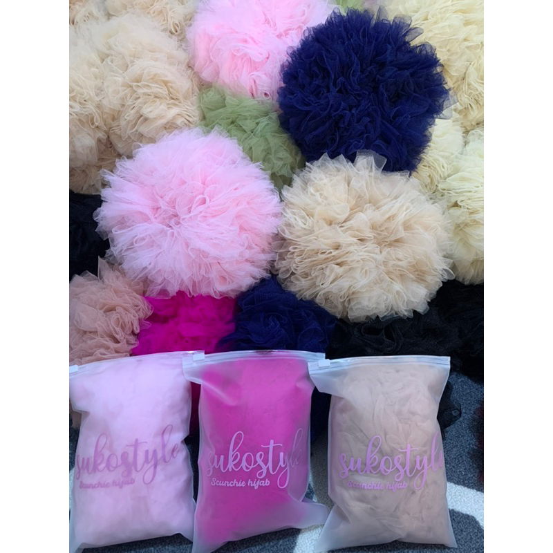 Jual Scrunchie cepol rambut bahan soft tile premium uk jumbo uk 35 ...