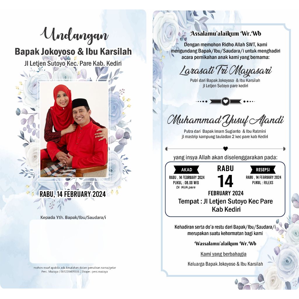 Jual undangan pernikahan dengan foto 1 lembar 2 sisi | Shopee Indonesia