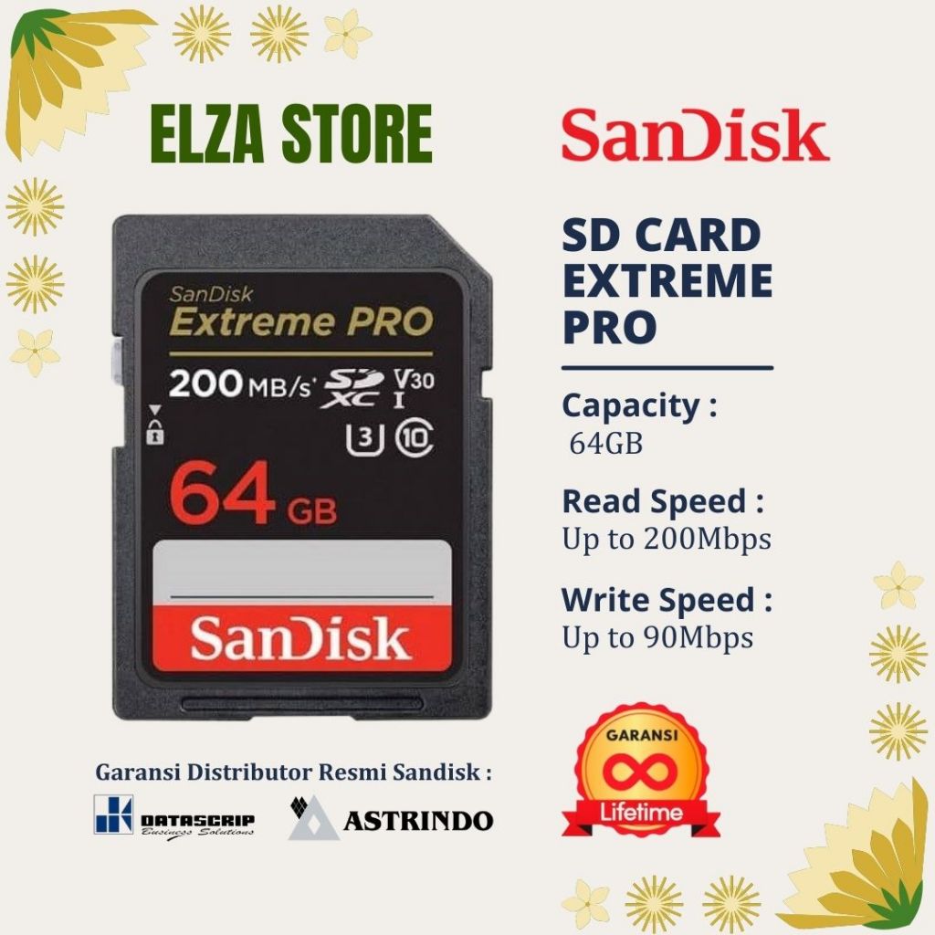 Jual SD Card 64GB Sandisk Extreme Pro SDHC SDXC UHS-I CL10 200MBPS ...