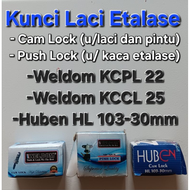 Jual Kunci Etalase/laci Huben-Weldom (HL 103-30mm; KCCL 25; KCPL 22 ...