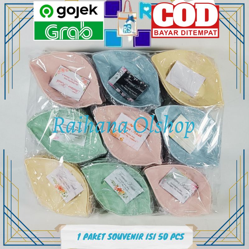 Jual 50 pcs mangkok daun kemasan plastik souvenir pernikahan ulang