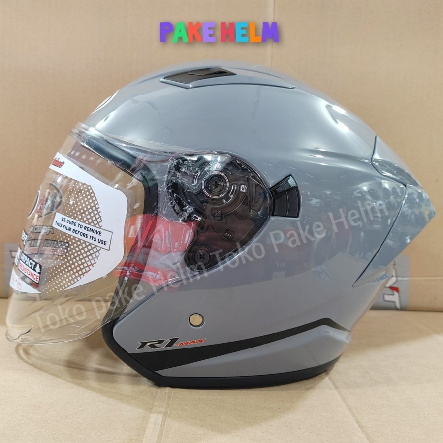 Jual HELM NHK R1 MAX ABU DIM GREY HALF FACE DOUBLE VISOR | Shopee Indonesia