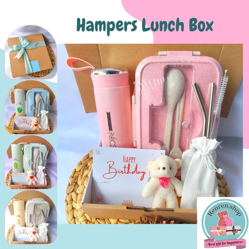 Jual Ready Hampers Lunch Box Set Hampers Kotak Makan Hampers Tumbler Kaktus Kado Ulang Tahun 1608