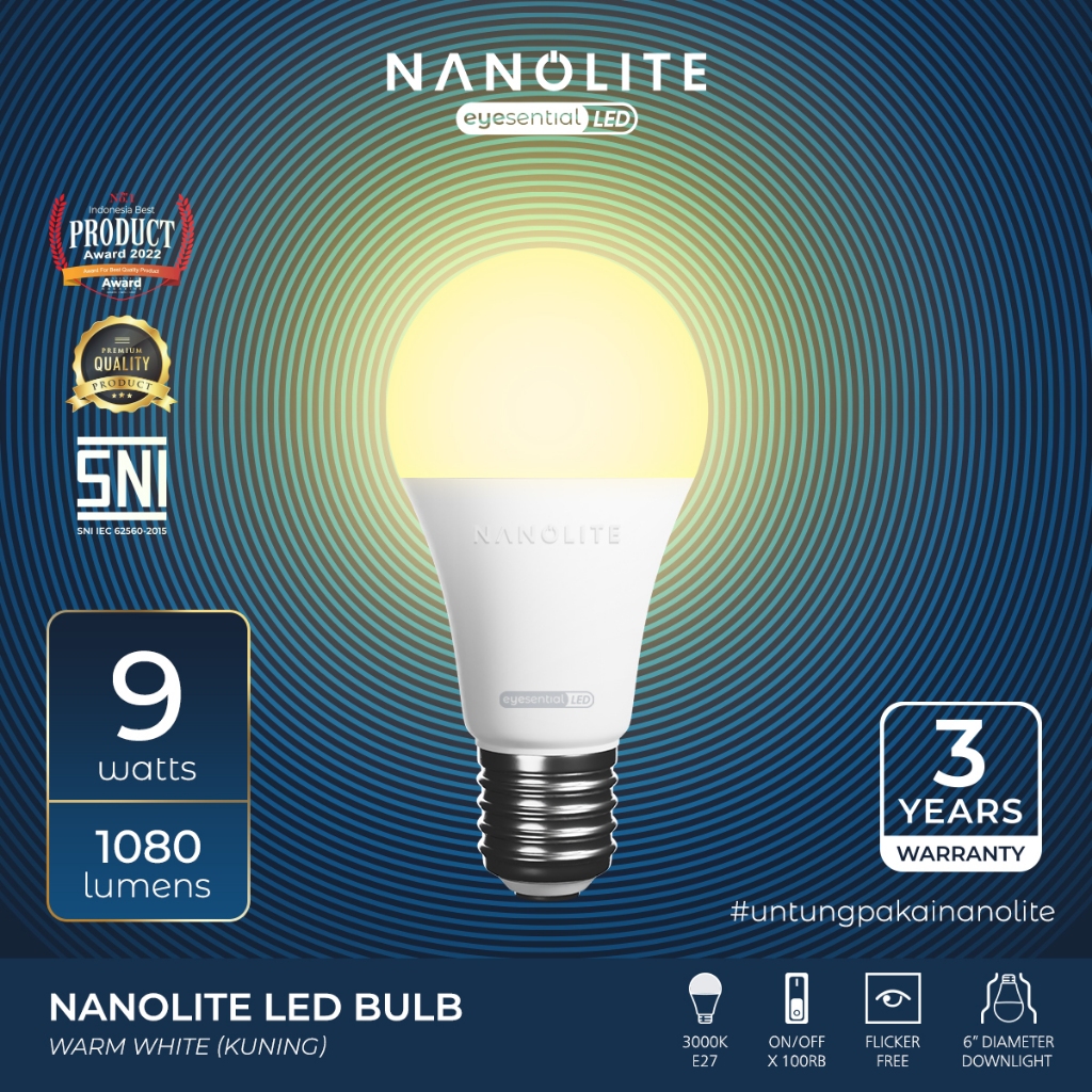 Nanolite Lampu LED Bulb 9 Watt (klik untuk pembelian di Shopee)