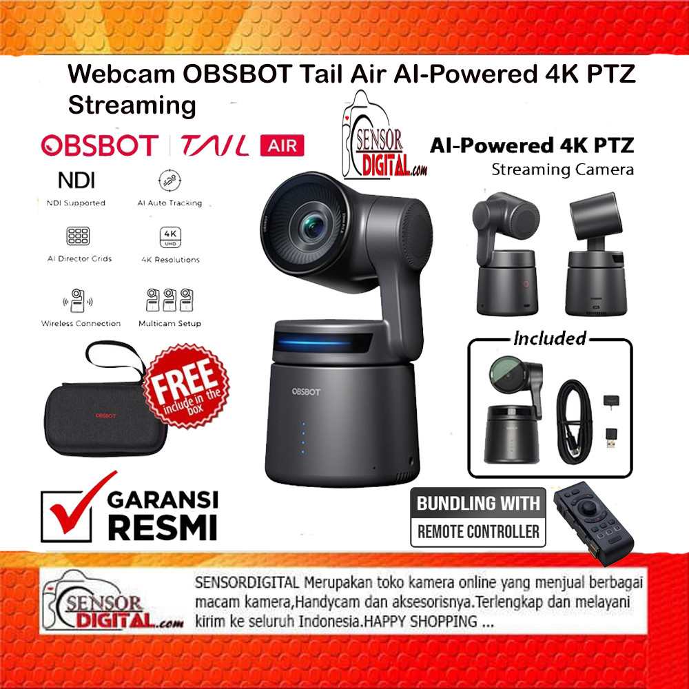 OBSBOT Tail Air ストリーミング PTZ リモート IP カメラ 4K UHD AI