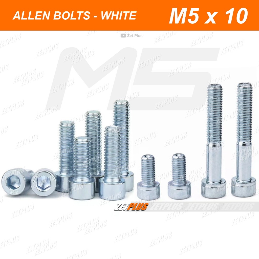 Jual BAUT L M5x10 (PUTIH) / allen bolt 5 x 10 mm baud baja blok mesin ...
