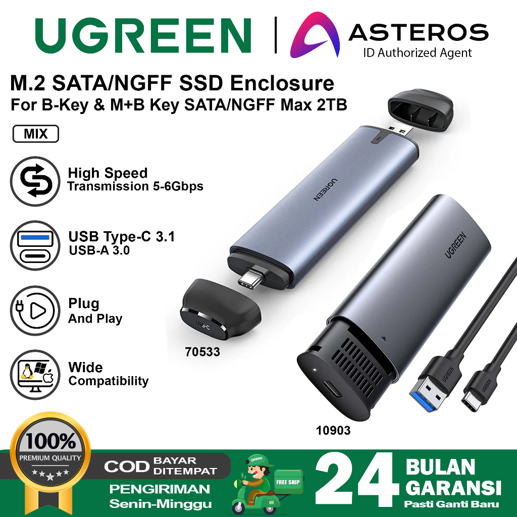 Jual Ugreen Casing Ssd M Enclosure Ngff Sata Slim Speed Gbps Shopee Indonesia