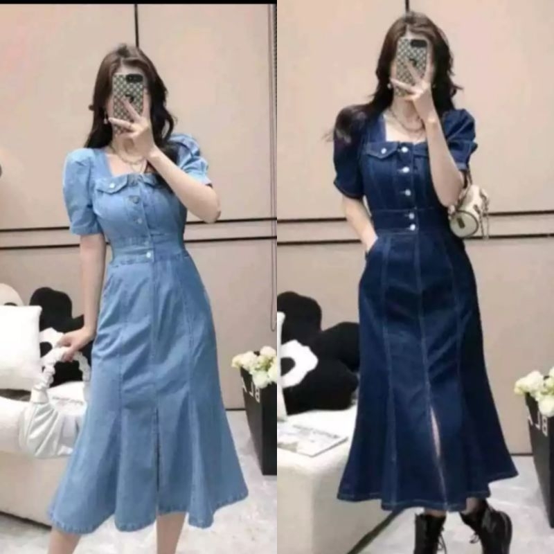 Jual SEVEN.CLOTH - Yana Dress / Dress Jeans / Dress Fashion Style Korea ...