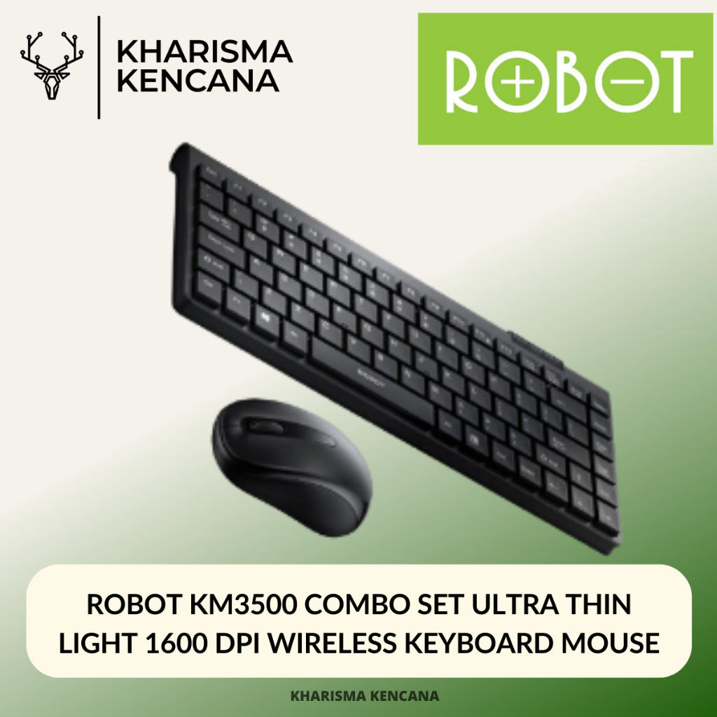 Jual ROBOT KM3500 COMBO SET ULTRA THIN LIGHT 1600 DPI WIRELESS KEYBOARD ...