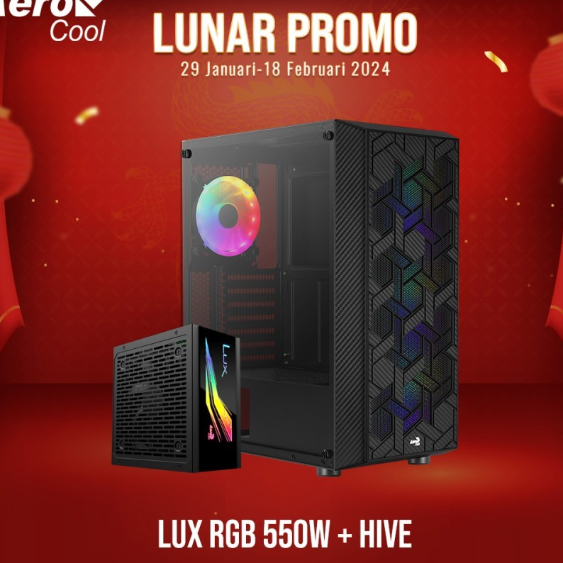 Jual Aerocool Hive FRGB Mid Tower ATX - Bundle ( LUX 550W RGB + HIVE ...