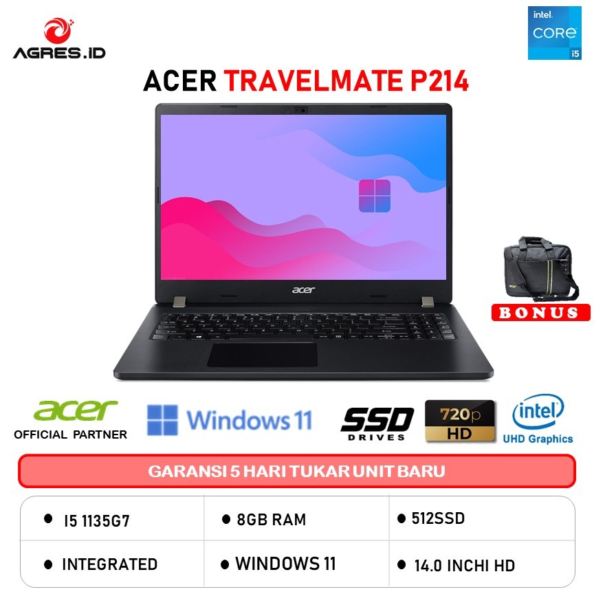 Jual ACER TRAVELMATE P214 I5 1135G7 8GB 512GB W11 14 0 BLK Shopee Indonesia