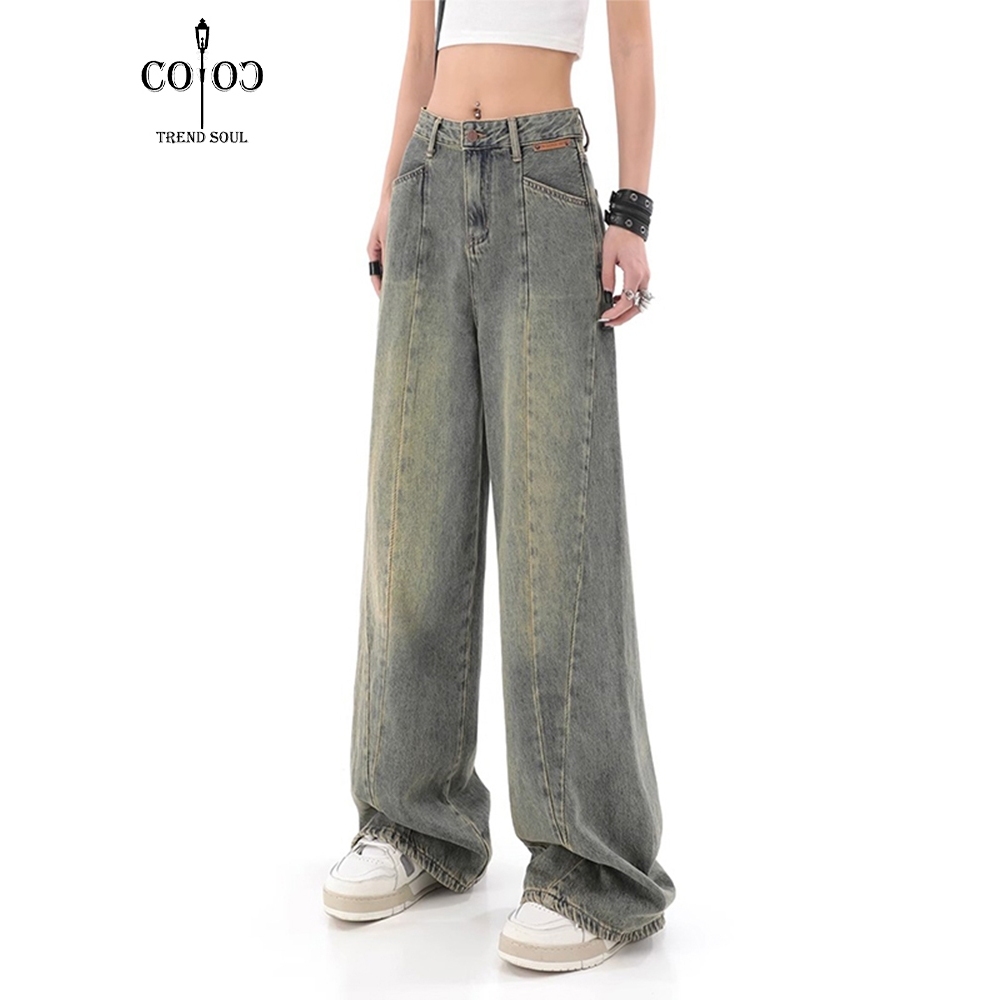 Jual Coco Trend Soul Jeans Biru Retro Highwaist Loose Celana Jeans Wanita Shopee Indonesia