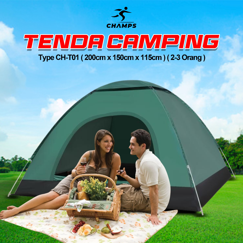 Jual Champs Tenda Camping Kapasitas 4 6 Orang Tenda Gunung Otomatis Dome Outdoor And Indoor Hijau 5709