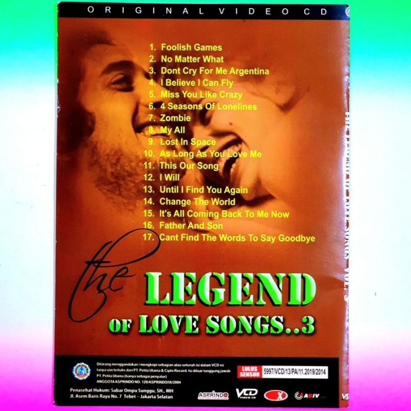 Jual KASET VCD KARAOKE LAGU POP BARAT LOVE SONG-VOCAL BISA ON OF-LAGU ...