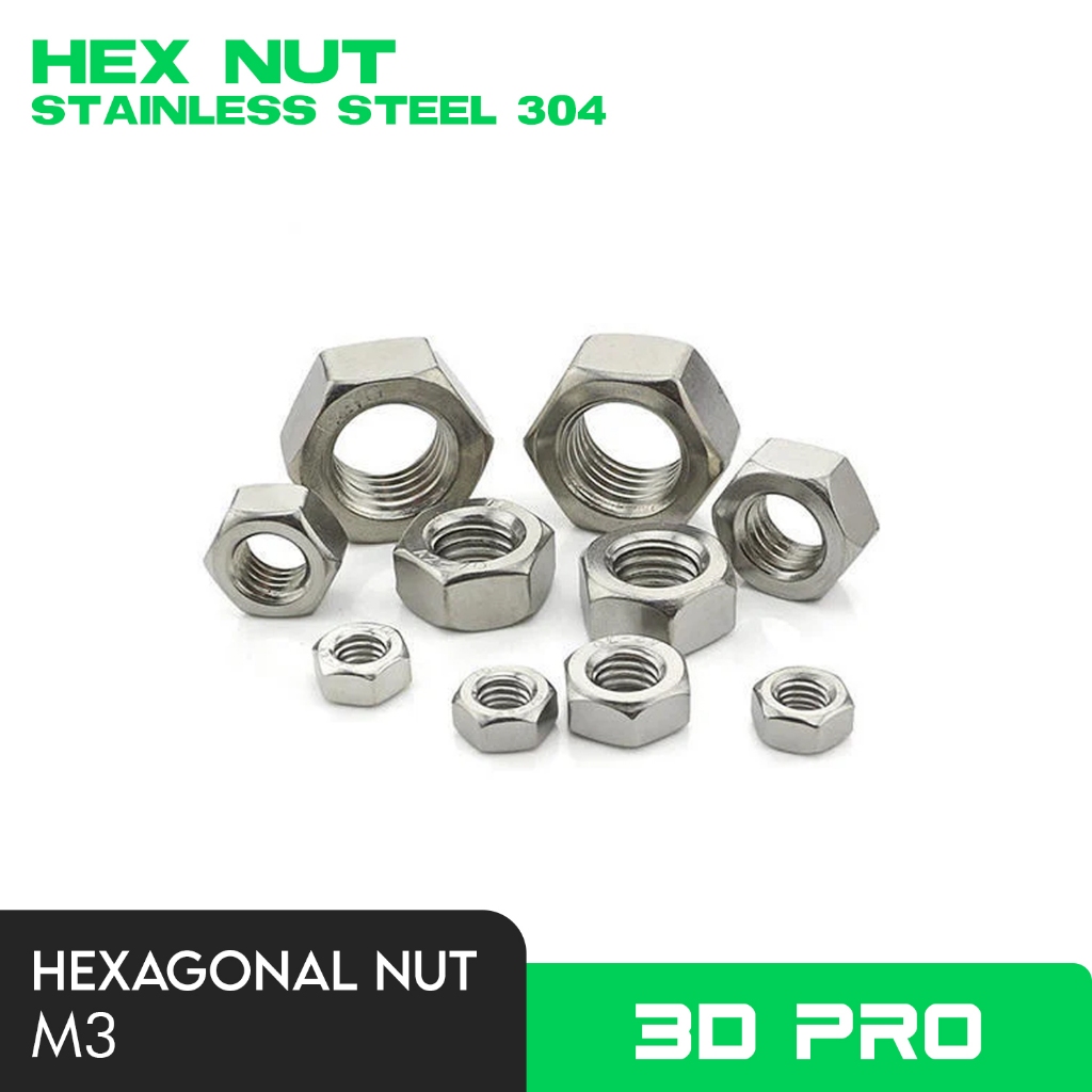Jual Mur Segi 6 Hexagonal Nut Stainless Steel 304 Ukuran M3 - Ulir 0.5 ...