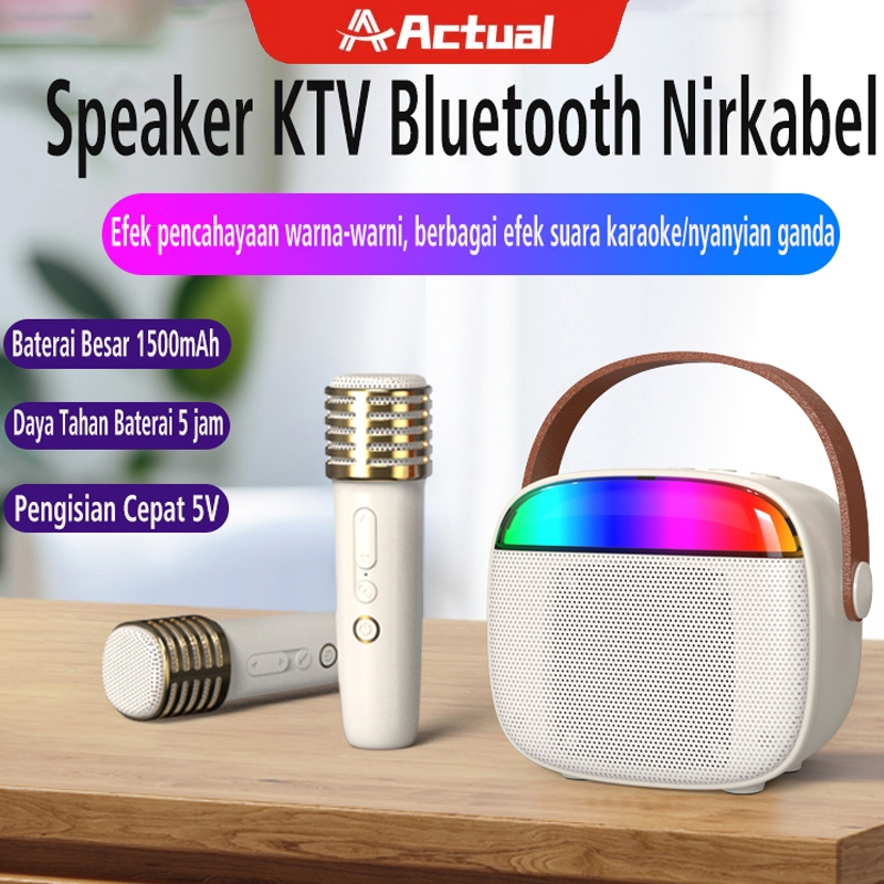 Jual Actual 【COD】 Speaker Microphone Karaoke Set Bluetooth Mini Full ...