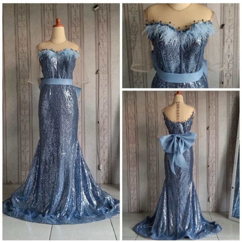 Jual Dress pesta duyung sequin gaun singer penyanyi mewah baju pentas murah Shopee Indonesia