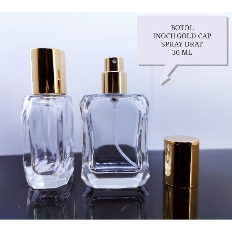 Jual BOTOL - INOCU 30 ML GOLD CAP | Botol parfum kosong Spray drat ...
