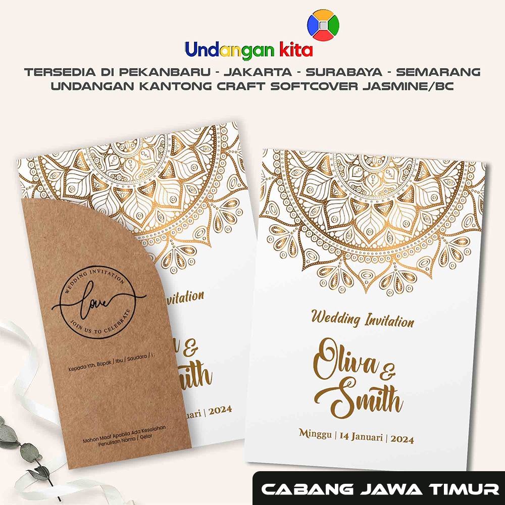 Undangan Pernikahan Kantong Craft Briefcard BC Aethestic Elegan Tersedia Surabaya Pekanbaru Jakarta Semarang Bandung