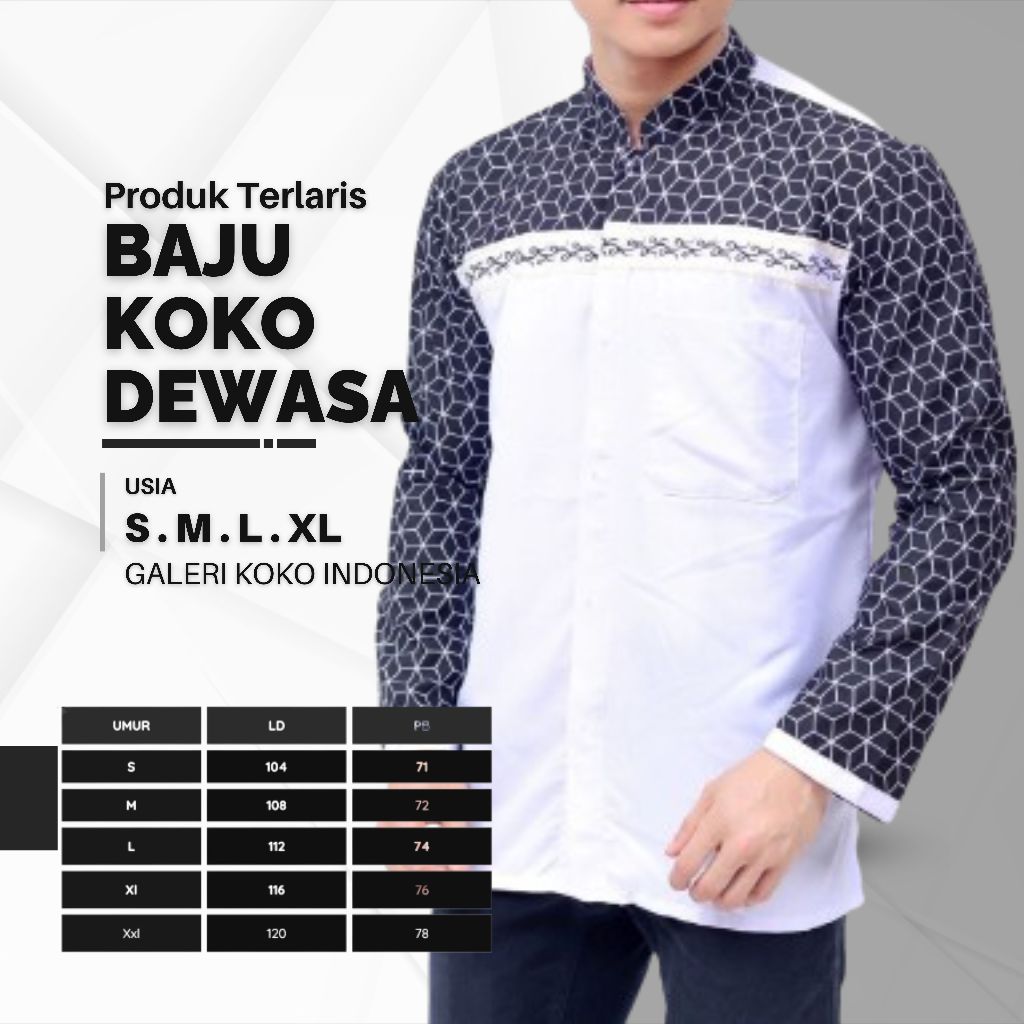 Jual BAJU KEMEJA KOKO PRIA LENGAN PANJANG KOMBINASI BATIK M L XL ...