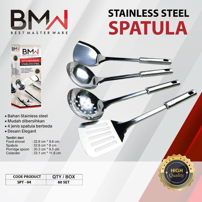 Kitchen Ware Spatula Set Sutil Set 4 In 1 Stainless - Spatula Alat Masak All In One