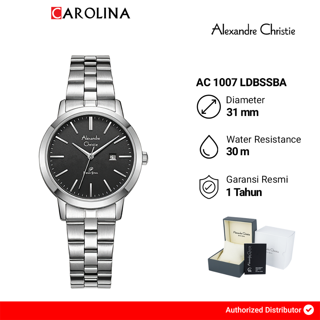 Jam Tangan Wanita Alexandre Christie Passion AC 1007 LDBSSBA Black Dial Silver Stainless Steel Strap