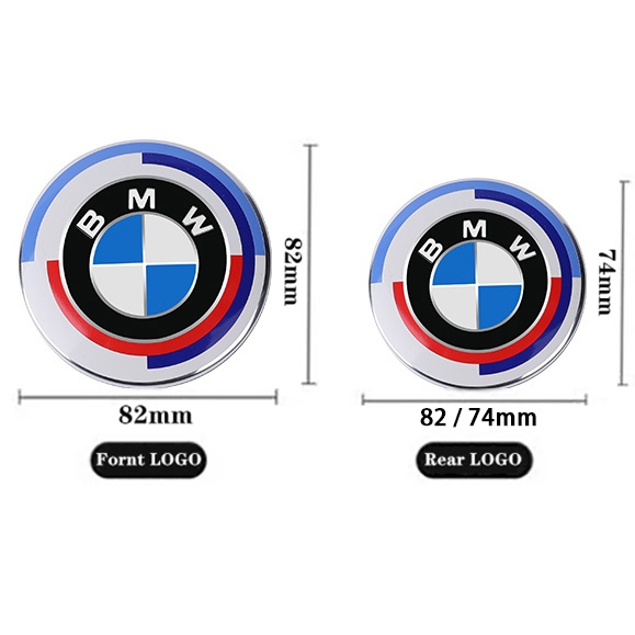 2 pieces SET BMW 82mm bonnet AND trunk emblems FOR E36 E32 E34 E60 E38 E84 F01