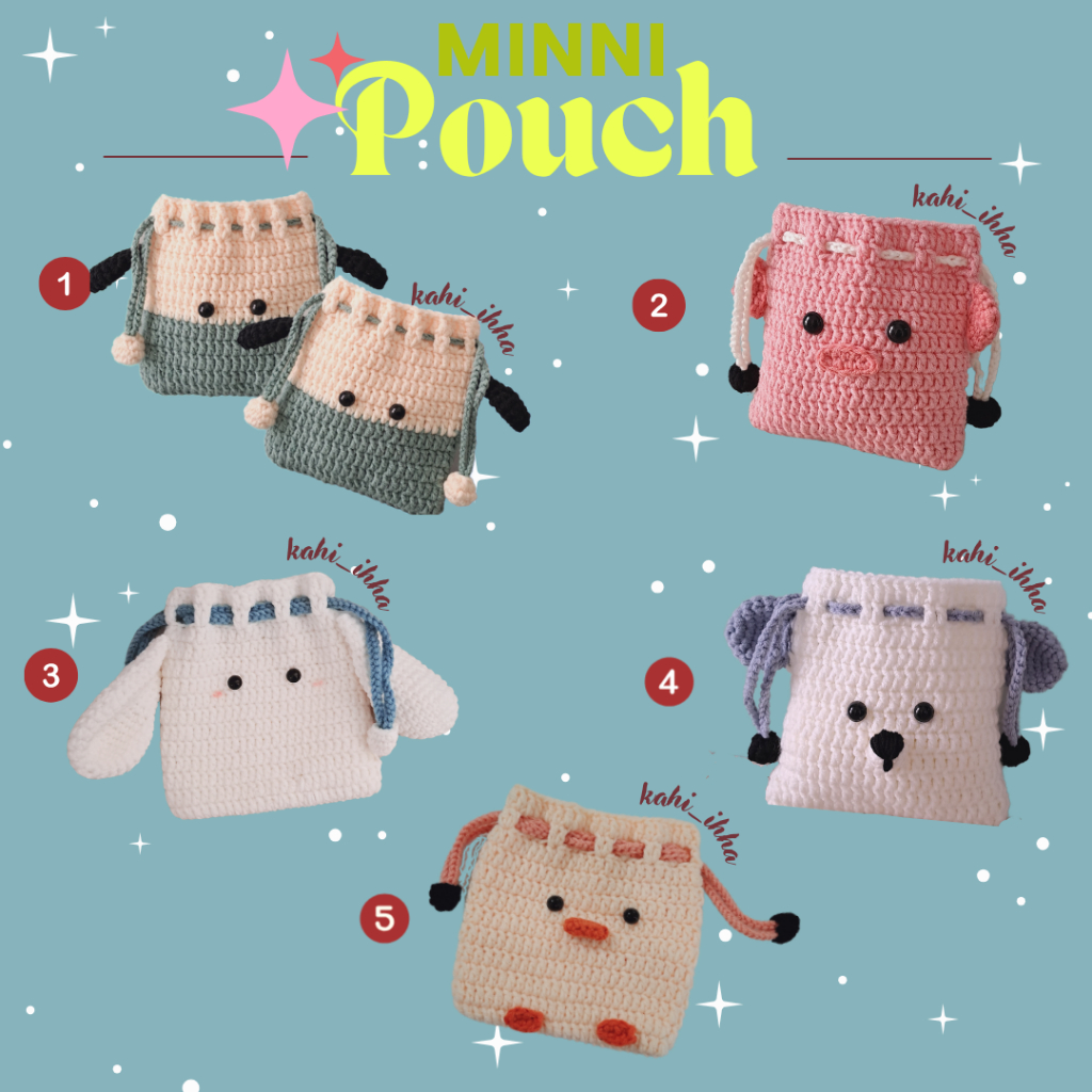 Jual PART 1 POUCH RAJUT/ POUCH RAJUT SERUT/POUCH LUCU SERUT KARAKTER ...