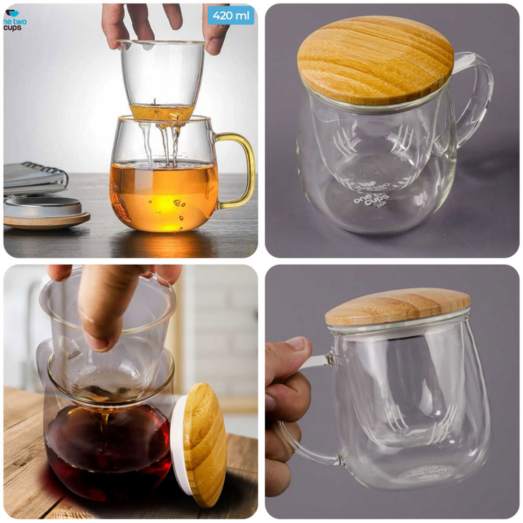 Jual Free Packing Tebal Gelas Saring Teh Cangkir Teh Tea Cup Mug With Infuser Filter Tutup 1735
