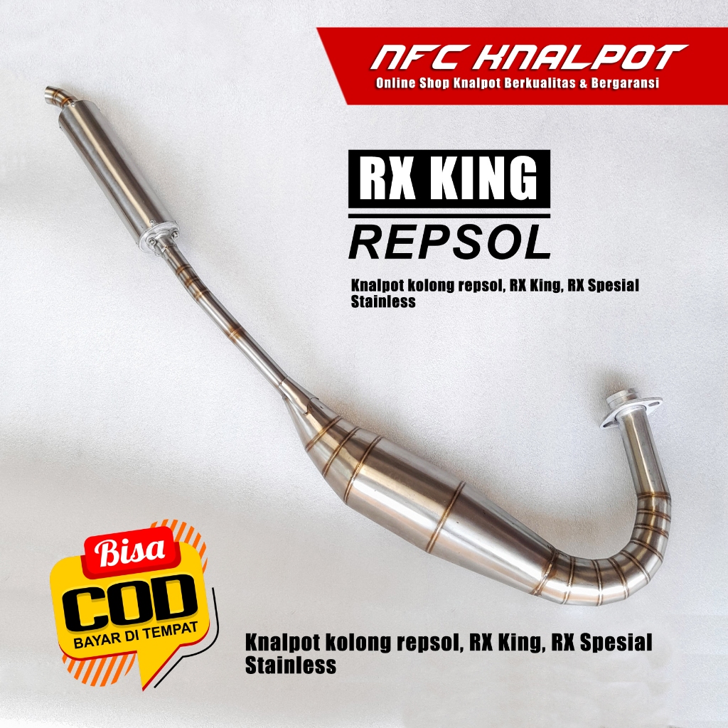 Jual Knalpot Rx King Kolong Repsol Stainless, real pitc Shopee Indonesia