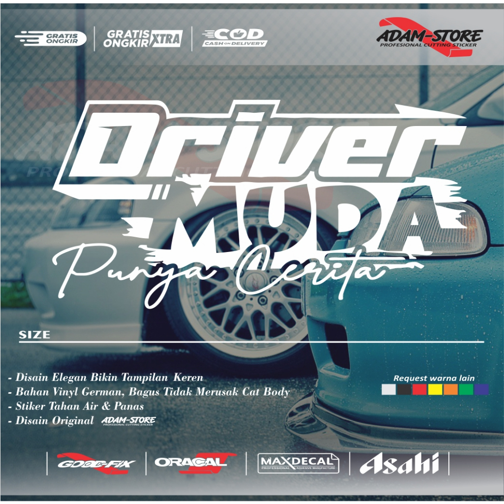 Jual Sticker Driver Muda Sticker Boss Muda Sticker Cutting Sticker Kaca