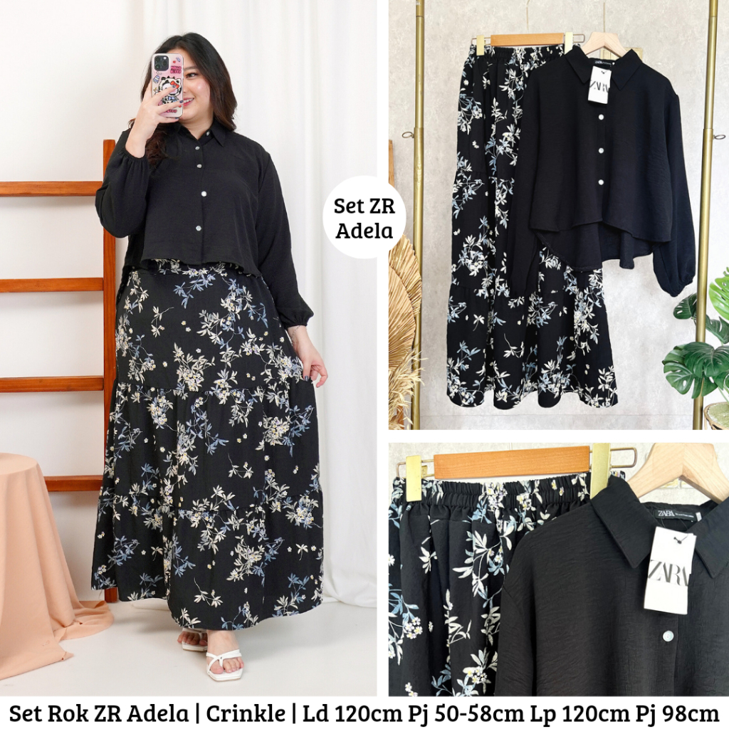 Jual Setelan Rok ZR Wanita Kekinian Crinkle Jumbo Ld 120 Terbaru One ...