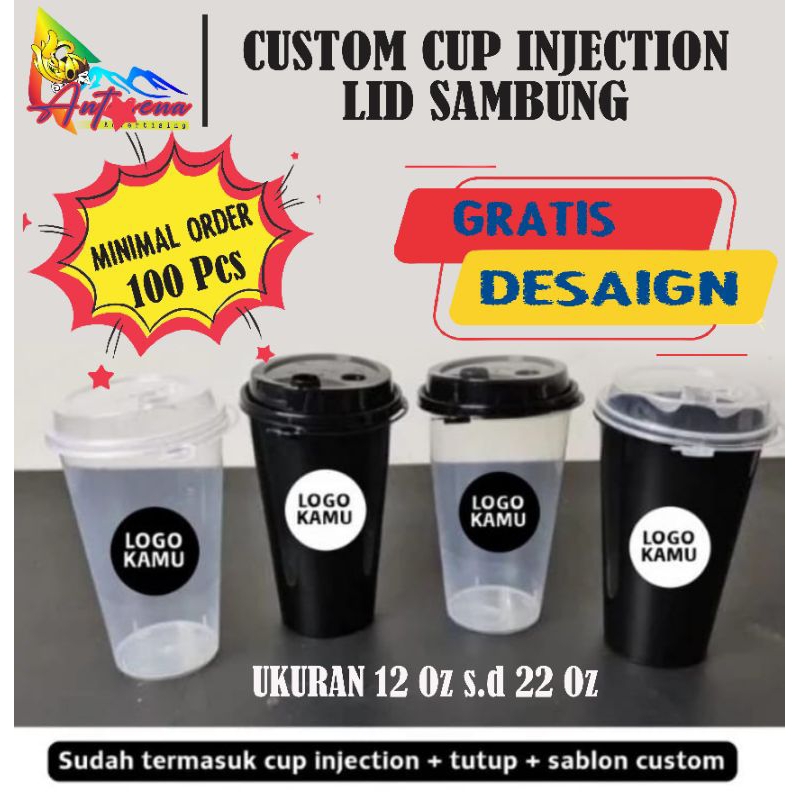 Jual Cup PP Injection Sablon Custom || Free Desain || Minimal Order 100 ...