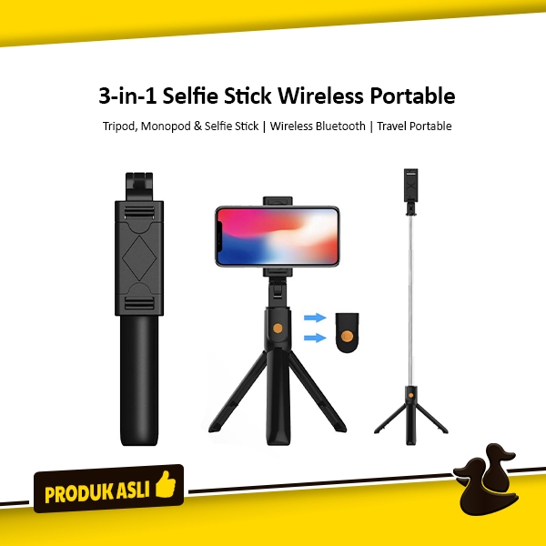 3-in-1 Selfie Stick Monopod Tongsis Tripod Hp Bluetooth Shutter
