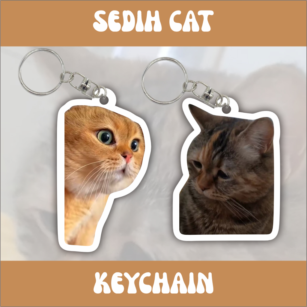 Jual GANTUNGAN KUNCI MEME CAT SAD | AKRILIK 3MM | CAT | KUCING | GANCI