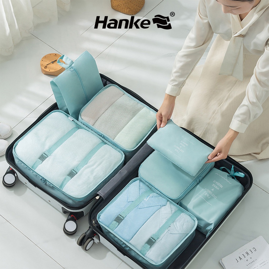 Hanke in Tas Travel Organizer Storage Bag Luggage Bag Tas Dalam Koper  7Pcs Set Packing Cubes