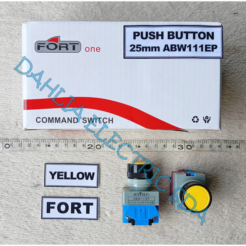 Jual Push Button KUNING 25MM ABW111EP FORT | Shopee Indonesia