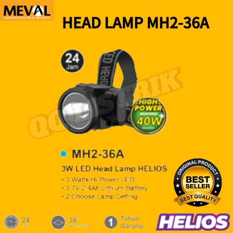 Jual HEAD LAMP MEVAL MH2-36A, SENTER KEPALA MEVAL,HELIOS, HIGH POWER 40 ...