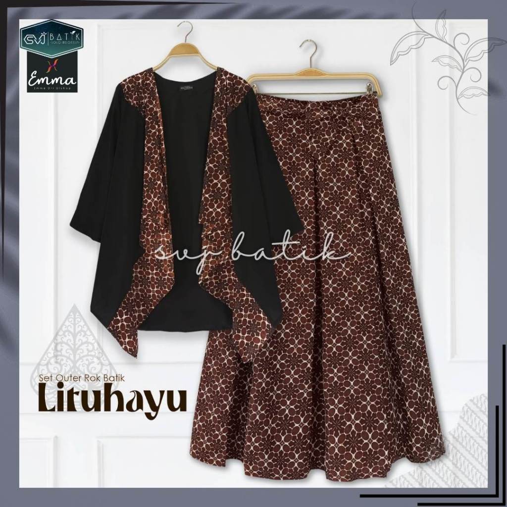 Jual Set Batik Wanita Aesthetic Outer dan Rok Terbaru Motif Batik ...