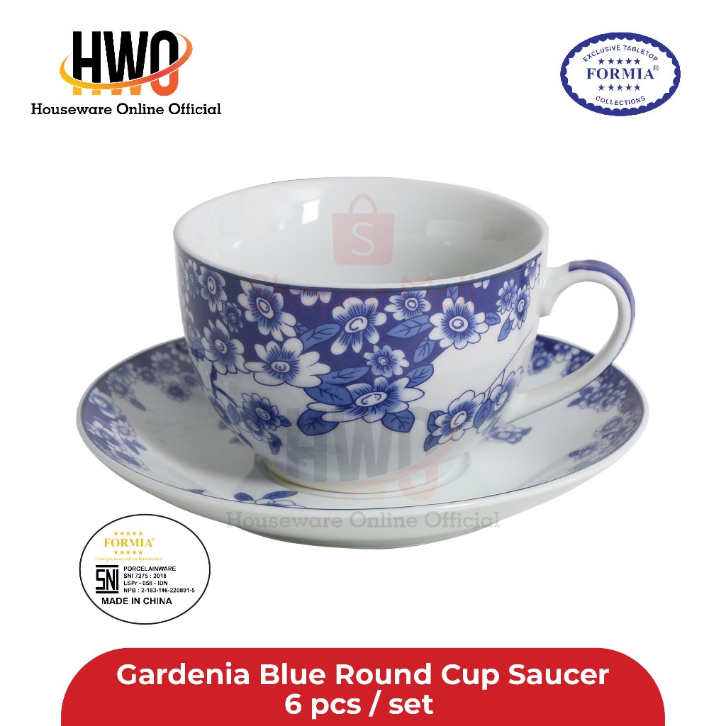 Jual Formia Gardenia Blue Round Cup Saucer 6 pcs / set | Shopee Indonesia