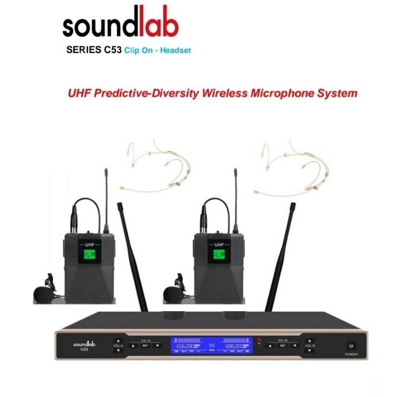 Jual Soundlab C53 headset dan clip on wireless mic | Shopee Indonesia