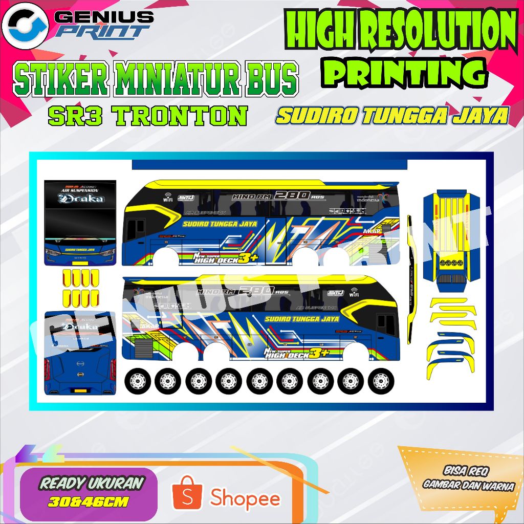 Jual Stiker Mainan Miniatur Bus SR3 Tronton Livery STJ Draka | Agra Mas ...