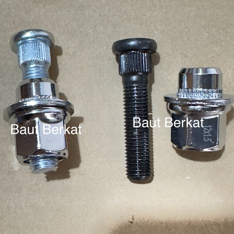 Jual baut roda panjang 6cm baut roda mur racing panjang 6cm baut mur ...