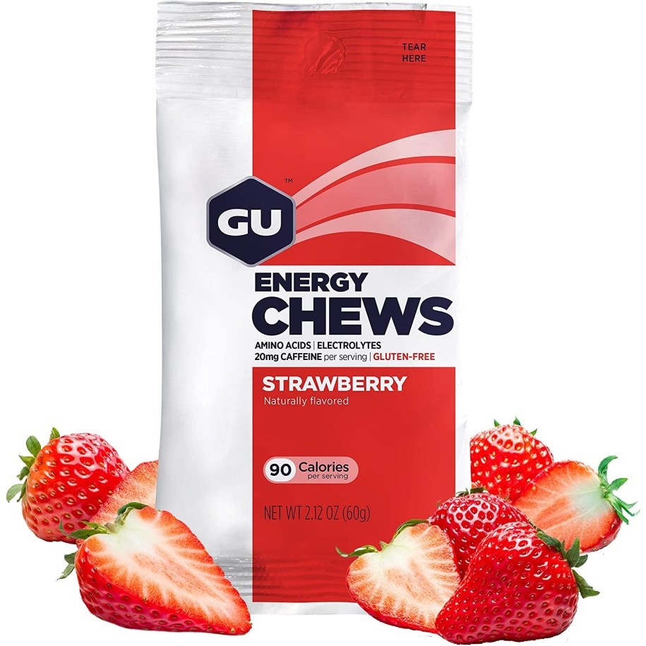 Jual GU ENERGY CHEWS Chomps Gummies Electrolyte STRAWBERRY CAFFEINE