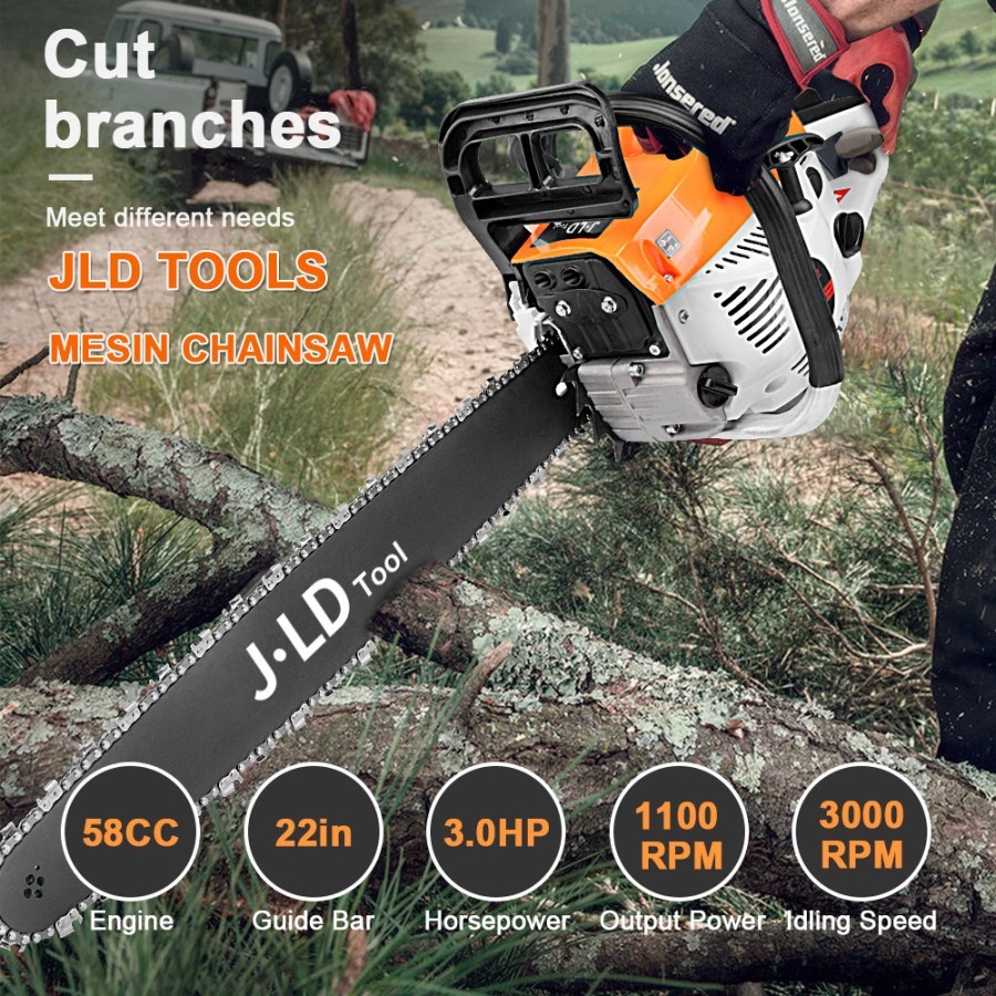 Chainsaw Mini Bensin Murah Senso Bar 22 inch Gergaji Potong Kayu Mesin Gergaji Bensin