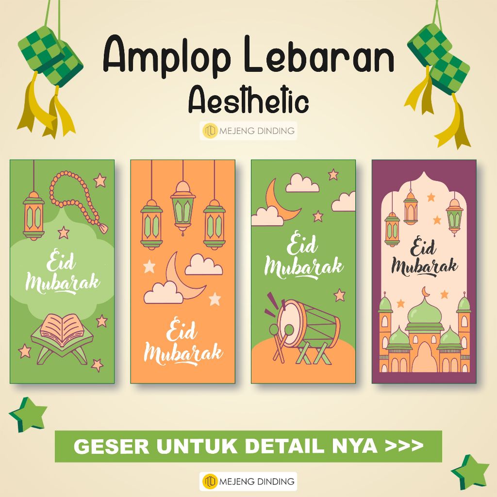 Jual Amplop Lebaran Karakter Lucu / Uang Tidak Di Lipat / Amplop Angpau