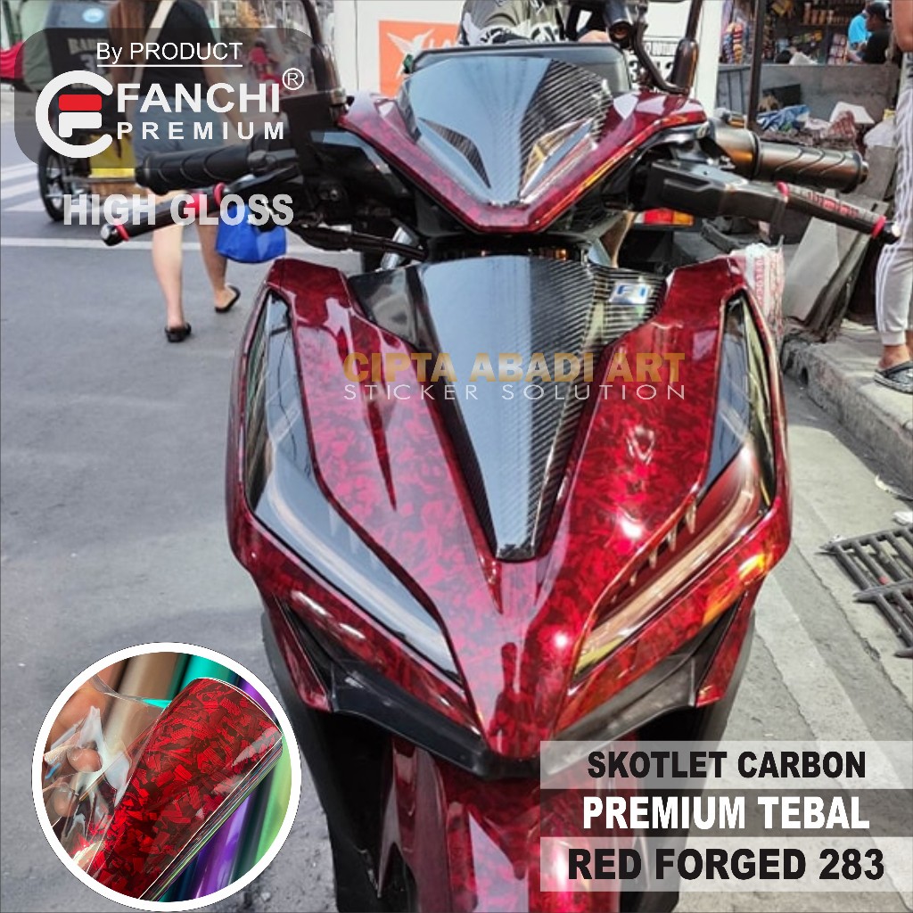 Jual Stiker Skotlet Carbon Forget Red Premium Sticker Motor Karbon ...