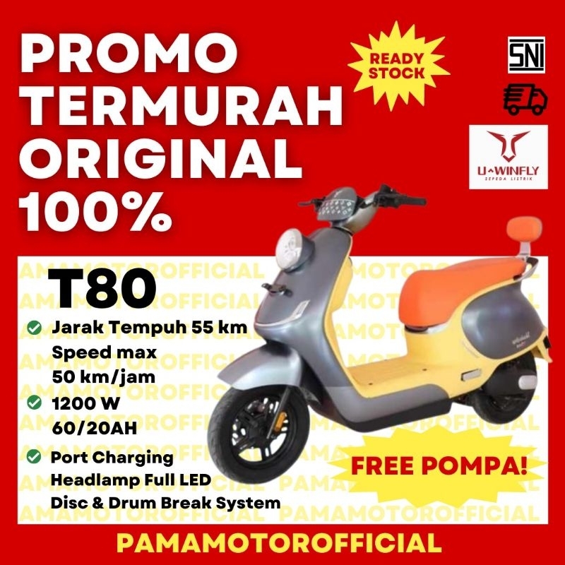 Jual READY UWINFLY T80 Sepeda Motor Listrik Electric Bike Shopee