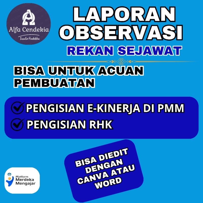 Jual FORMAT LAPORAN OBSERVASI E-KINERJA, RHK DI PMM | Shopee Indonesia