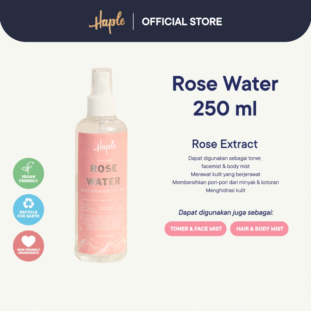 Jual HAPLE Pure Rose Water BPOM 250ml Air mawar murni 100 Shopee